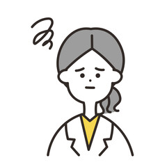 医者　女性　もやもや　上半身　イエローカラー