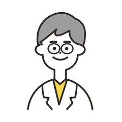 医者　笑顔　上半身　イエローカラー