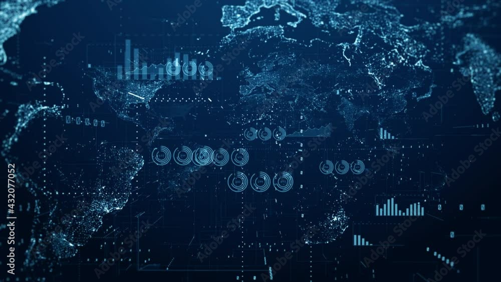 Poster digital data financial investment and trading trends. financial diagram with charts and stock number