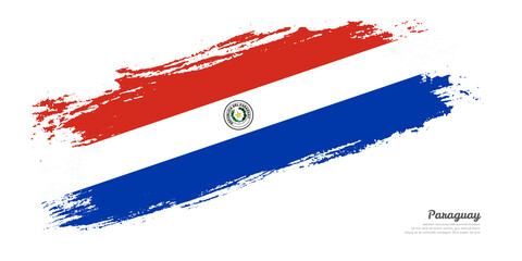 Hand painted brush flag of Paraguay country with stylish flag on white background