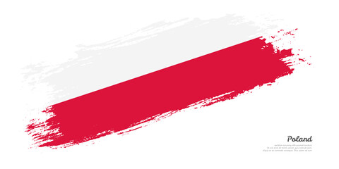 Hand painted brush flag of Poland country with stylish flag on white background