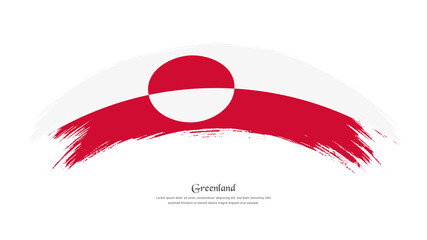 Flag of Greenland in grunge style stain brush with waving effect on isolated white background