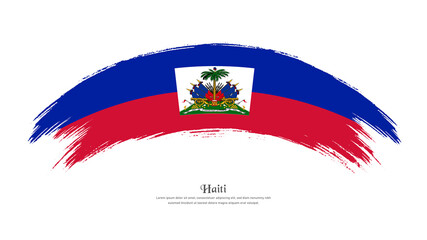 Flag of Haiti in grunge style stain brush with waving effect on isolated white background