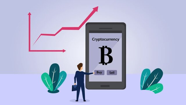 Businessman doing buy and sell cryptocurrency