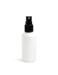 White bottle of liquid spray isolated on white background with clipping path.