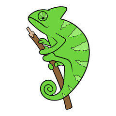Isolated Cartoon Chameleon Vector Illustration