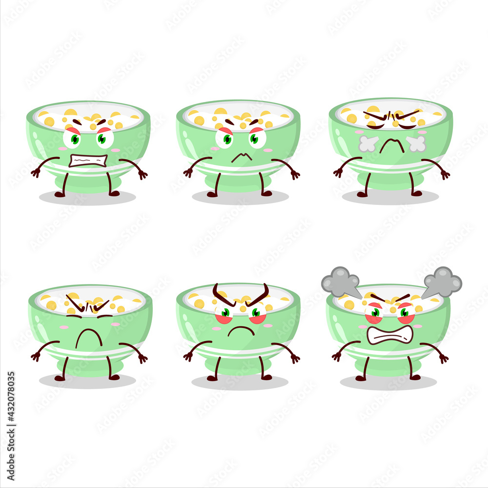 Poster Cornflakes cartoon character with various angry expressions