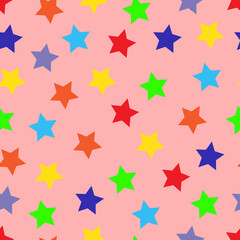  Seamless pattern with colorful stars. Vector illustration.