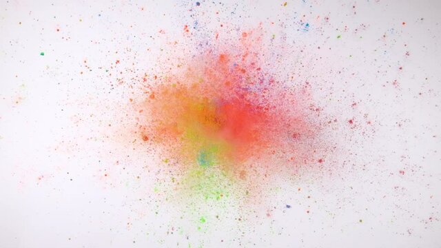The bright colorful powder explosion. slow motion