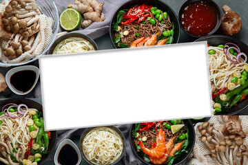 Collage of various asian meals. Asian food concept.