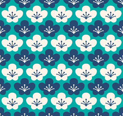 Japanese Cute Curve Flower Vector Seamless Pattern