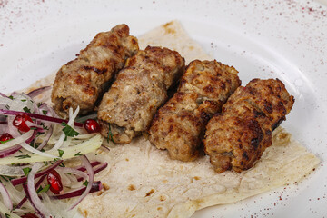Pork kebab with minced meat