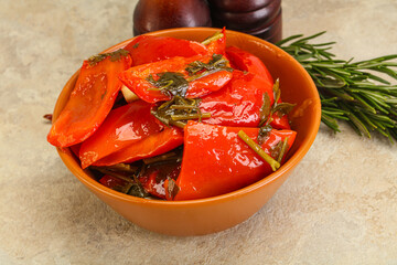 Tasty marinated red bell pepper