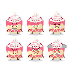 Sweety cake cherry cartoon character with various angry expressions