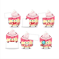 Sweety cake cherry cartoon character bring information board