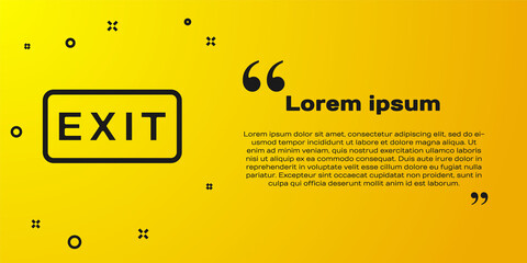Black Fire exit icon isolated on yellow background. Fire emergency icon. Vector