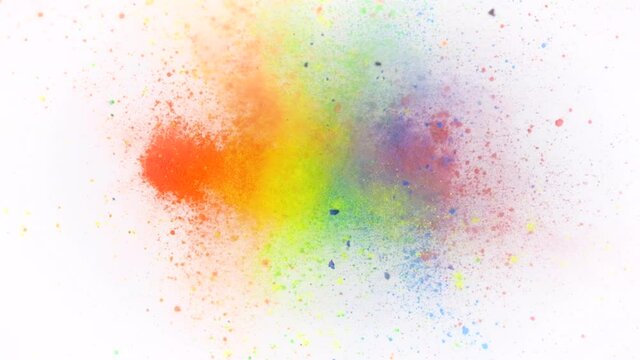 The explosion of colored particles. slow motion