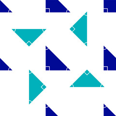 Blue Triangle math icon isolated seamless pattern on white background. Vector