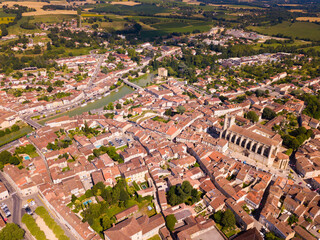 Aerial view on the city Condom. France. High quality photo