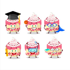 School student of sweety cake cherry cartoon character with various expressions