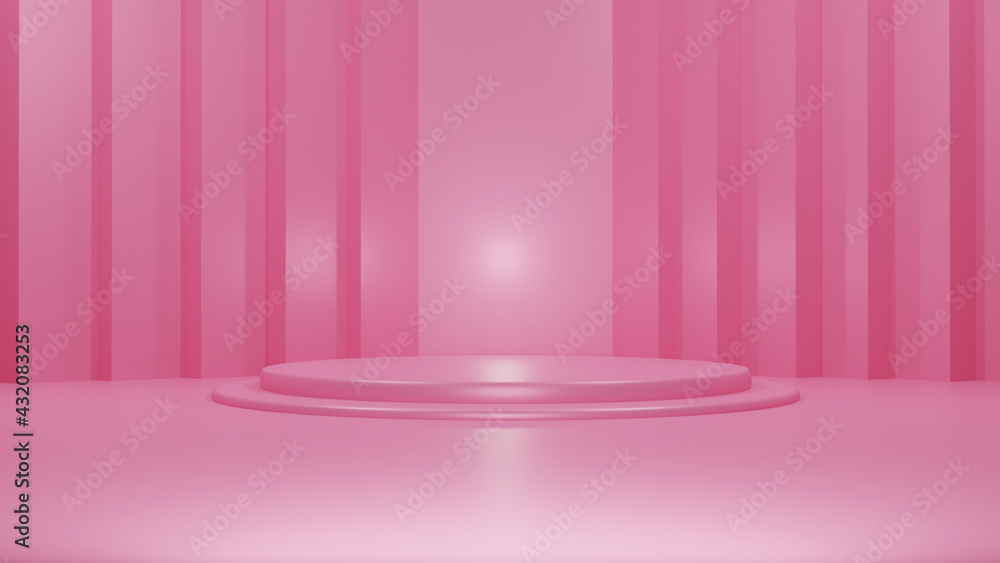 Poster 3d rendering pink background empty studio
