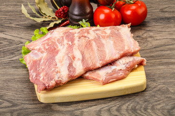 Raw pork ribs for cooking