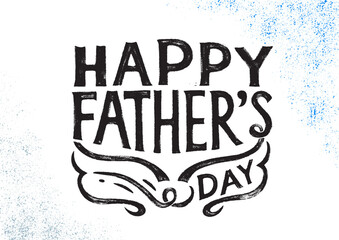 Happy Father's Day brush lettering inscription on grunge, rugged textured background. Vector typography artwork. Applicable for greeting card, poster, video, motion graphic, etc.