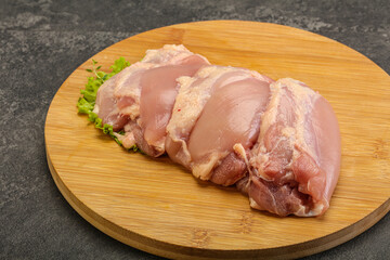 Raw chicken boneless and skinless leg