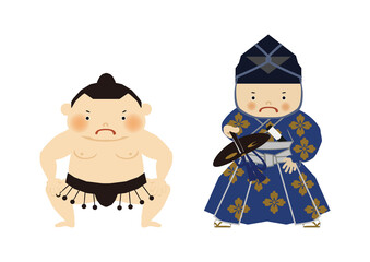 スポーツのイラスト素材。
相撲のクリップアート。
力士と行司。

