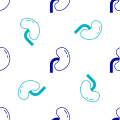 Blue Human kidney icon isolated seamless pattern on white background. Vector