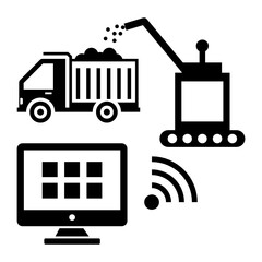 Precision Farming And Telematics Concept, Remote Machine Vector color Icon Design, Smart agriculture symbol on white background, Digital agriculture Sign, satellite farming stock illustration