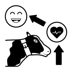 Animal Health Tracker Concept Vector color Icon Design, dairy farm digital transformation symbol on white background, Digital agriculture Sign, satellite farming stock illustration