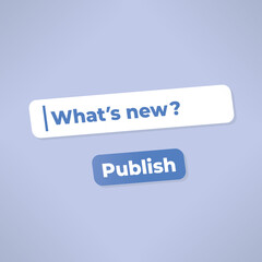 New social media network (Facebook messenger, Instagram, Twitter etc.) post or message publishing on mobile phone or computer screen. Concepts: sharing news, Internet communication etc.