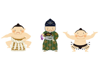 スポーツのイラスト素材 相撲のクリップアート 力士と行司 Arena Wall Mural Are Tomoko Arakawa