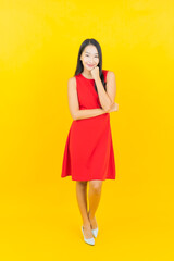 Portrait beautiful young asian woman smile with action