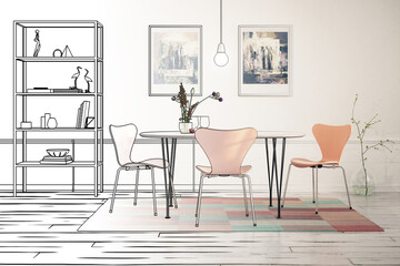 Cute Dinning Room Furniture Design (planning) - 3D Visualization