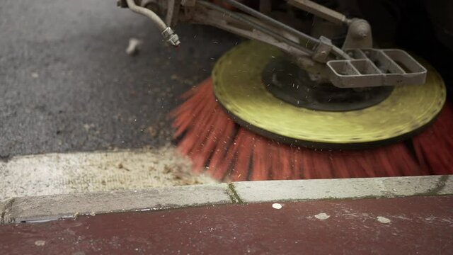 Machine car cleaning the road street sweeper cleaning the street