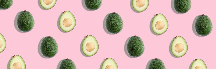 Avocado colorful pattern on a pastel pink background.