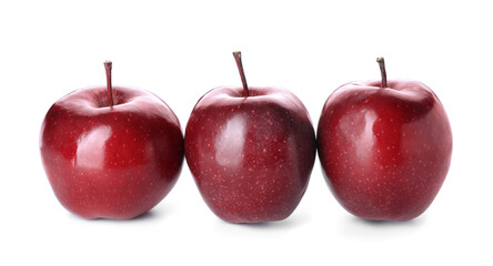 Fresh red apples on white background