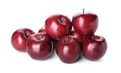 Fresh red apples on white background