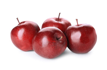 Fresh red apples on white background