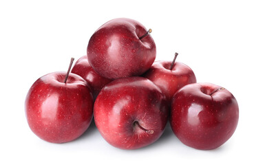 Fresh red apples on white background