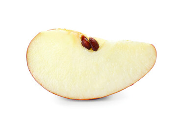 Piece of fresh red apple on white background