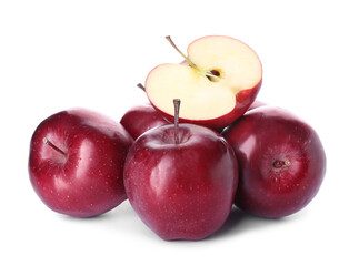 Fresh red apples on white background