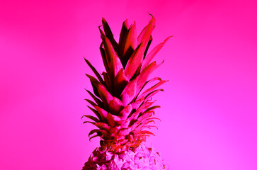 Toned fresh pineapple on color background