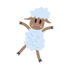 Fototapeta premium Kawaii little sheep. Cartoon flat cheerful farm sheep. Farm animal isolated on white.