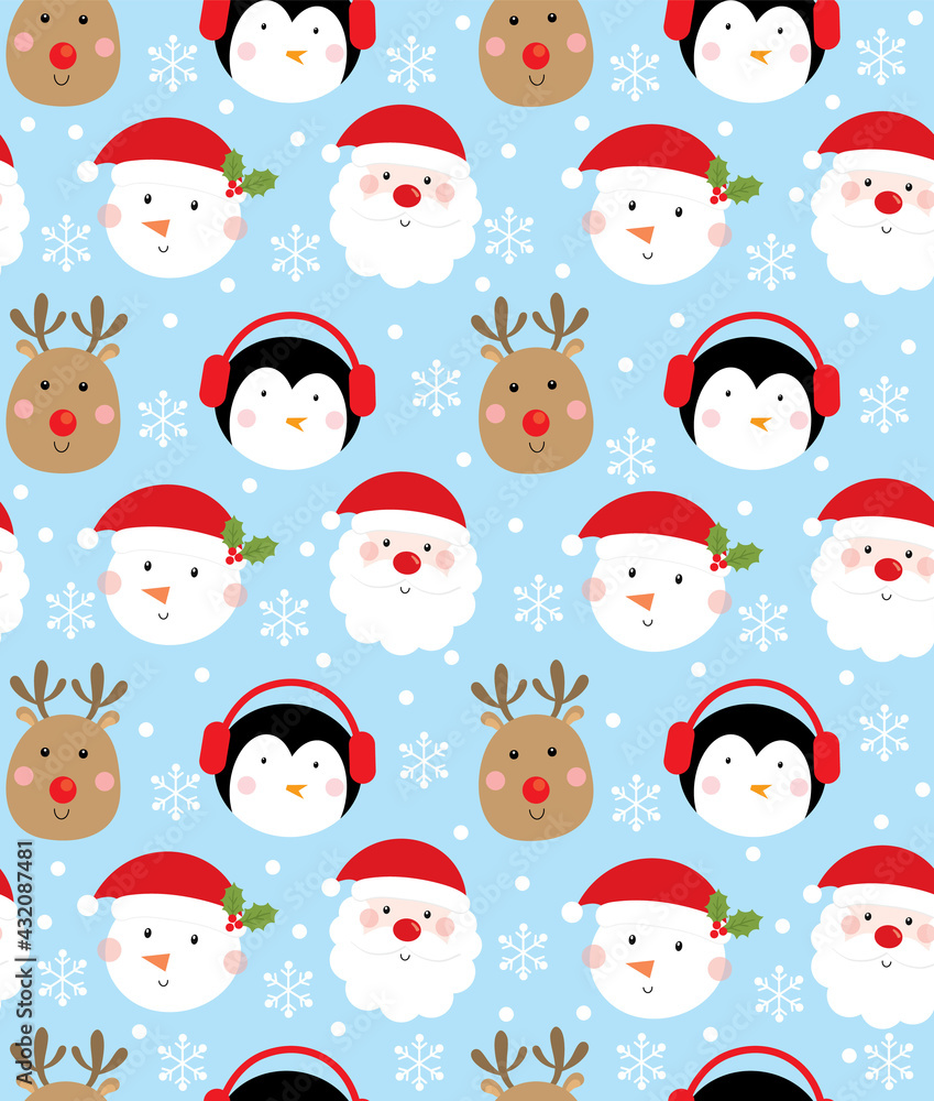 Canvas Prints christmas seamless pattern with cute christmas character design