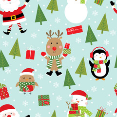 cheerful christmas seamless pattern design