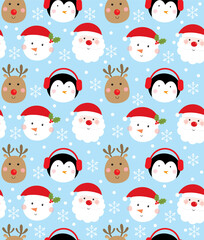 christmas seamless pattern with cute christmas character design 