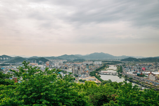 Suncheon city view from Jukdobong Park in Suncheon, Korea